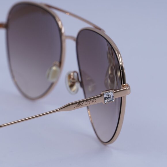 Jimmy Choo OLLY/S 0DDB HA Sunglasses Gold Aviator Frame, Brown Lenses - Picture 7 of 10